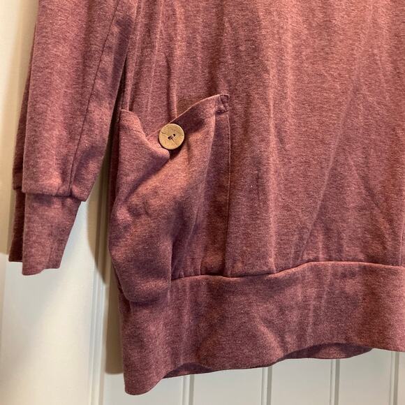 Levaca Women’s Button Cowl Neck Long Sleeve Jersey Pullover‎ Top Size M Pink - Picture 4 of 5